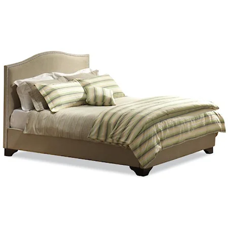 California King Upholstered Bed w/ Camel Headboard